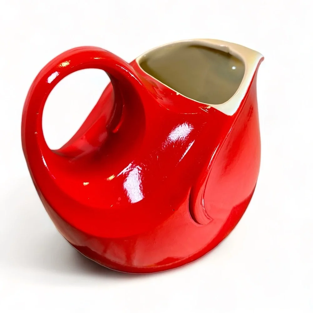 HALL CHINA Chinese Red Serving Pitcher, Art Deco, Refrigerator Ware, 1930s - Picture 3 of 12